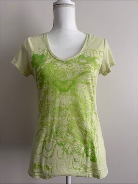 Earth Yoga Light Green Graphic V-Neck Tee